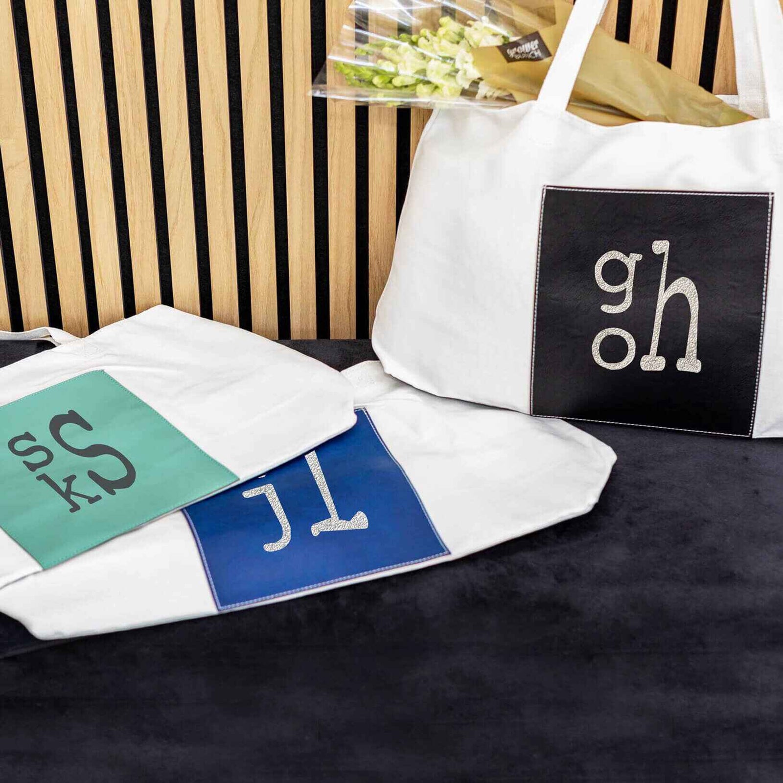 Modern Monogram Vegan Leather and Canvas Tote Bag