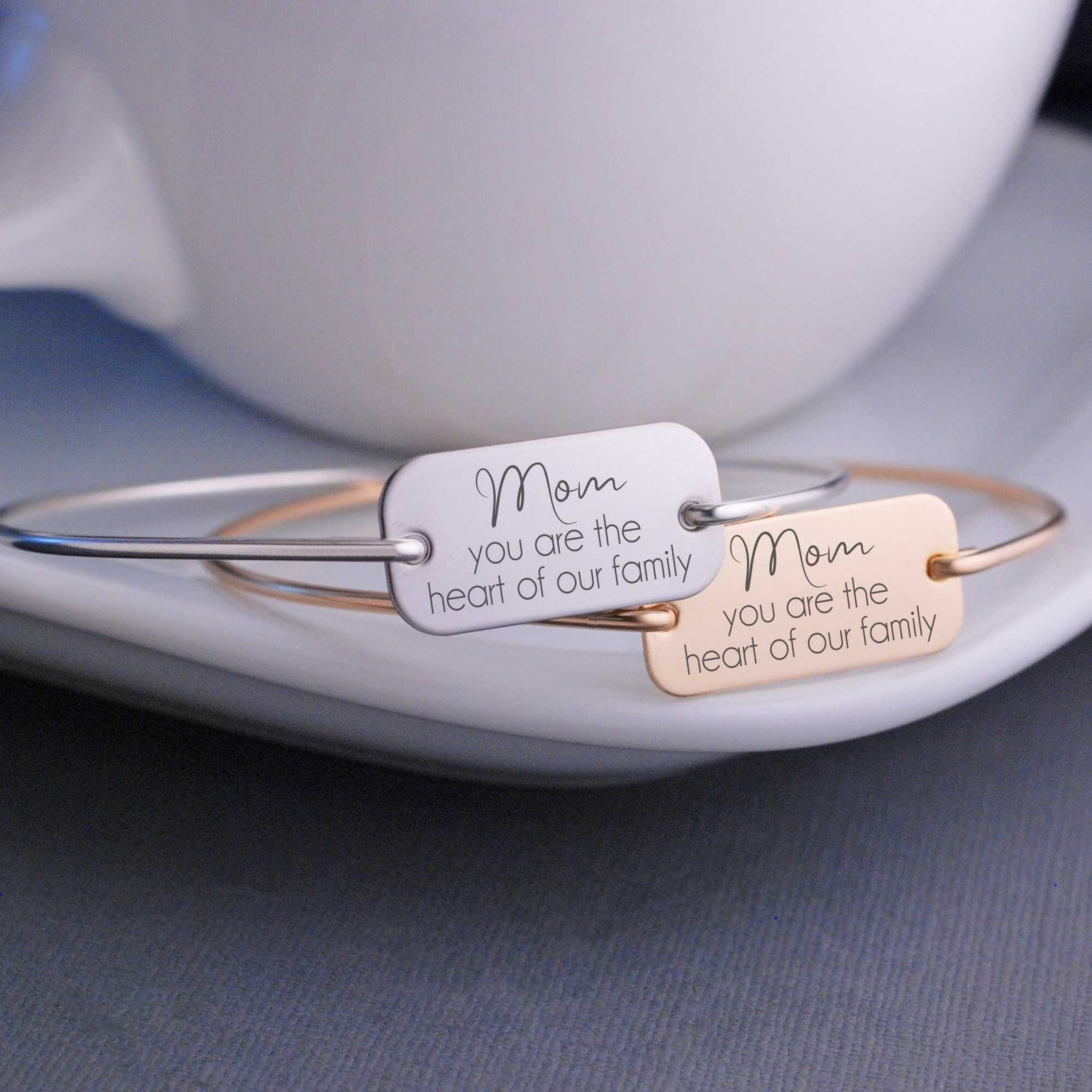 Bangle Bracelet for Mom - 'The Heart of our Family' – Bracelet – Love, Georgie