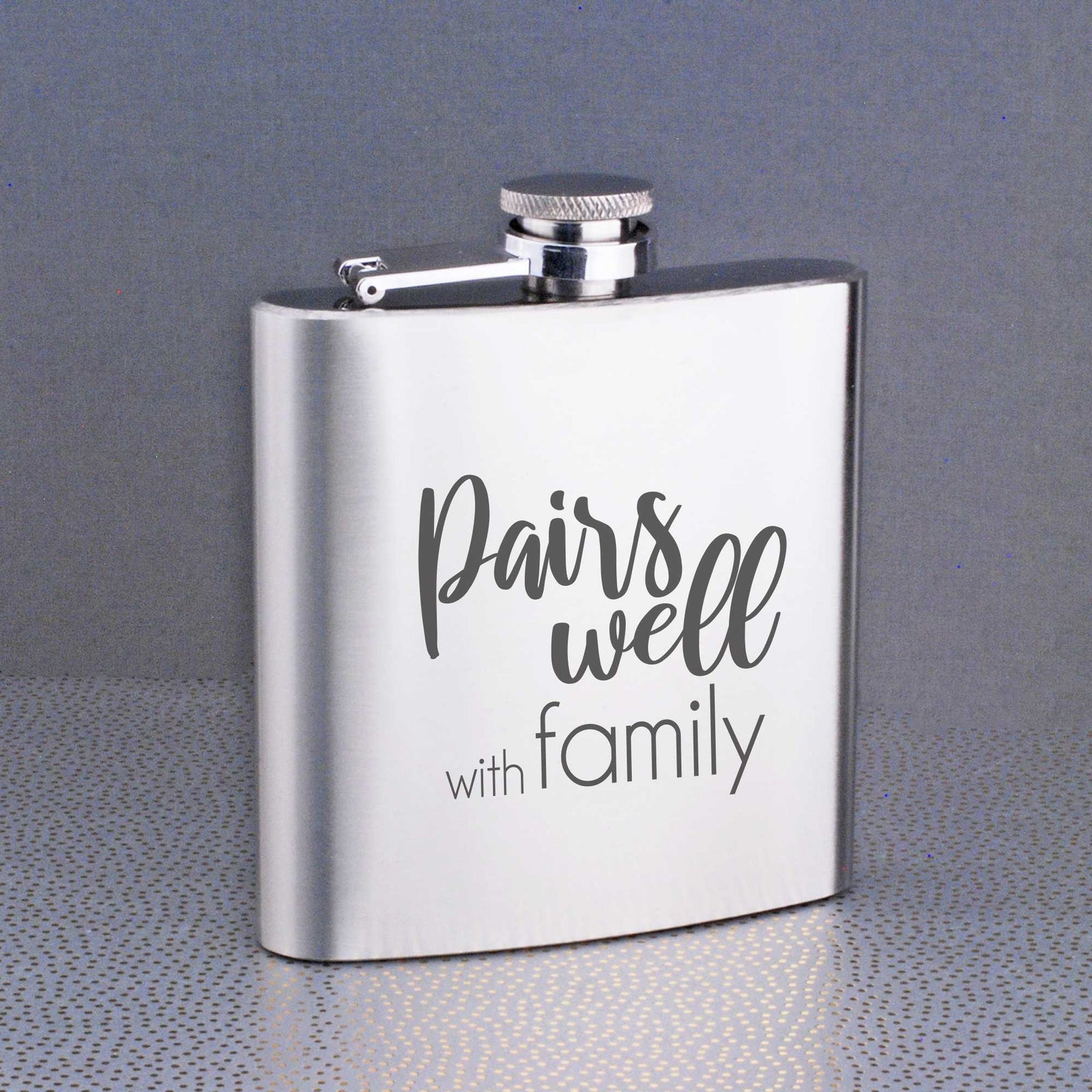 Steel Flask - 'Pairs Well with Family' – Flask – Love, Georgie