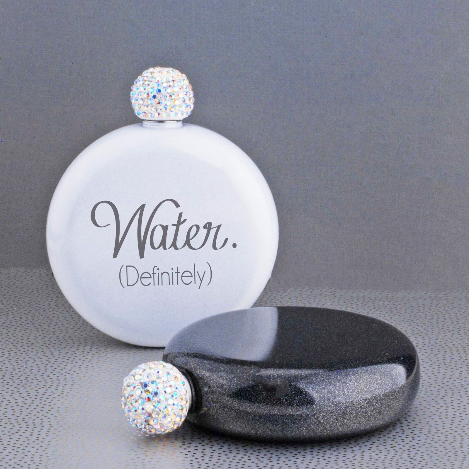 Water. (Definitely)' - Women's Round Glitter Flask – Flask – Love, Georgie