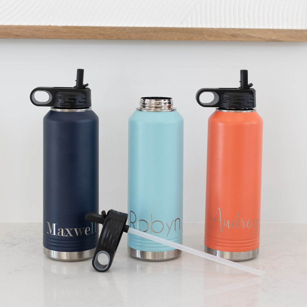 40 oz Insulated Steel Water Bottle with Name