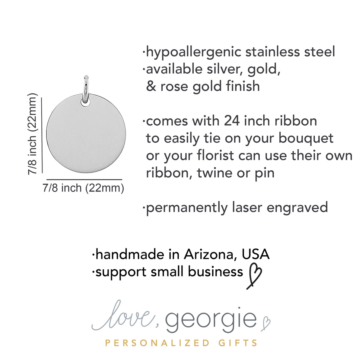 Custom Handwriting Wedding Bouquet Charm