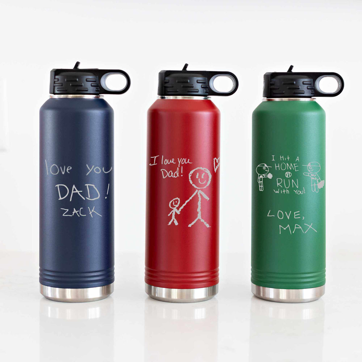 40 oz Insulated Steel Water Bottle Engraved with Handwriting