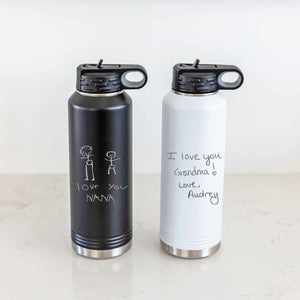 40 oz Insulated Steel Water Bottle Engraved with Handwriting