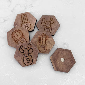 Wooden Hex Magnets with Custom Initial