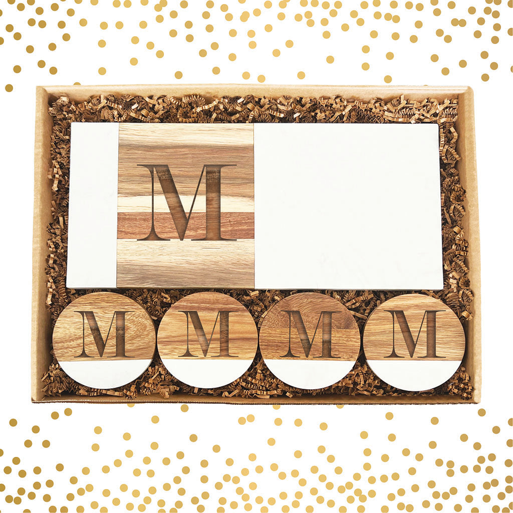 Home Sweet Home - Personalized Board and Coasters Gift Set