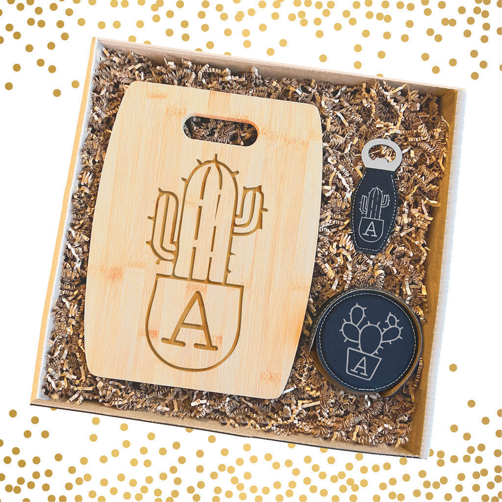 Personalized Board, Coaster &amp; Opener Cactus Themed Gift Set - Looking Sharp