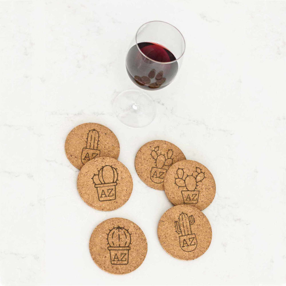 Arizona Succulents - 6 Round Cork Coasters