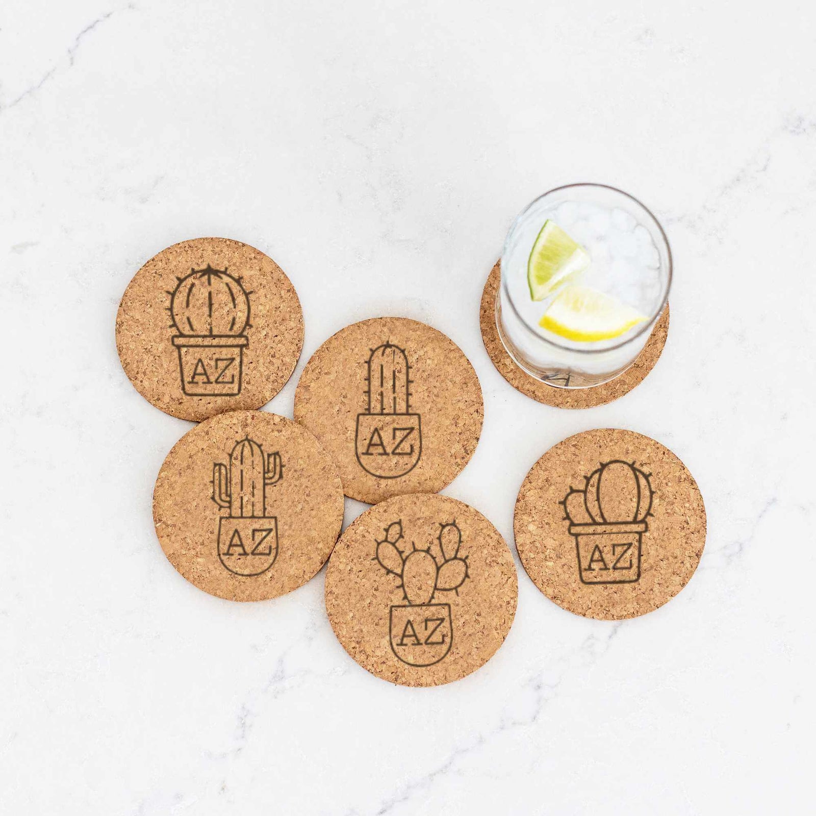 Arizona Succulents - 6 Round Cork Coasters
