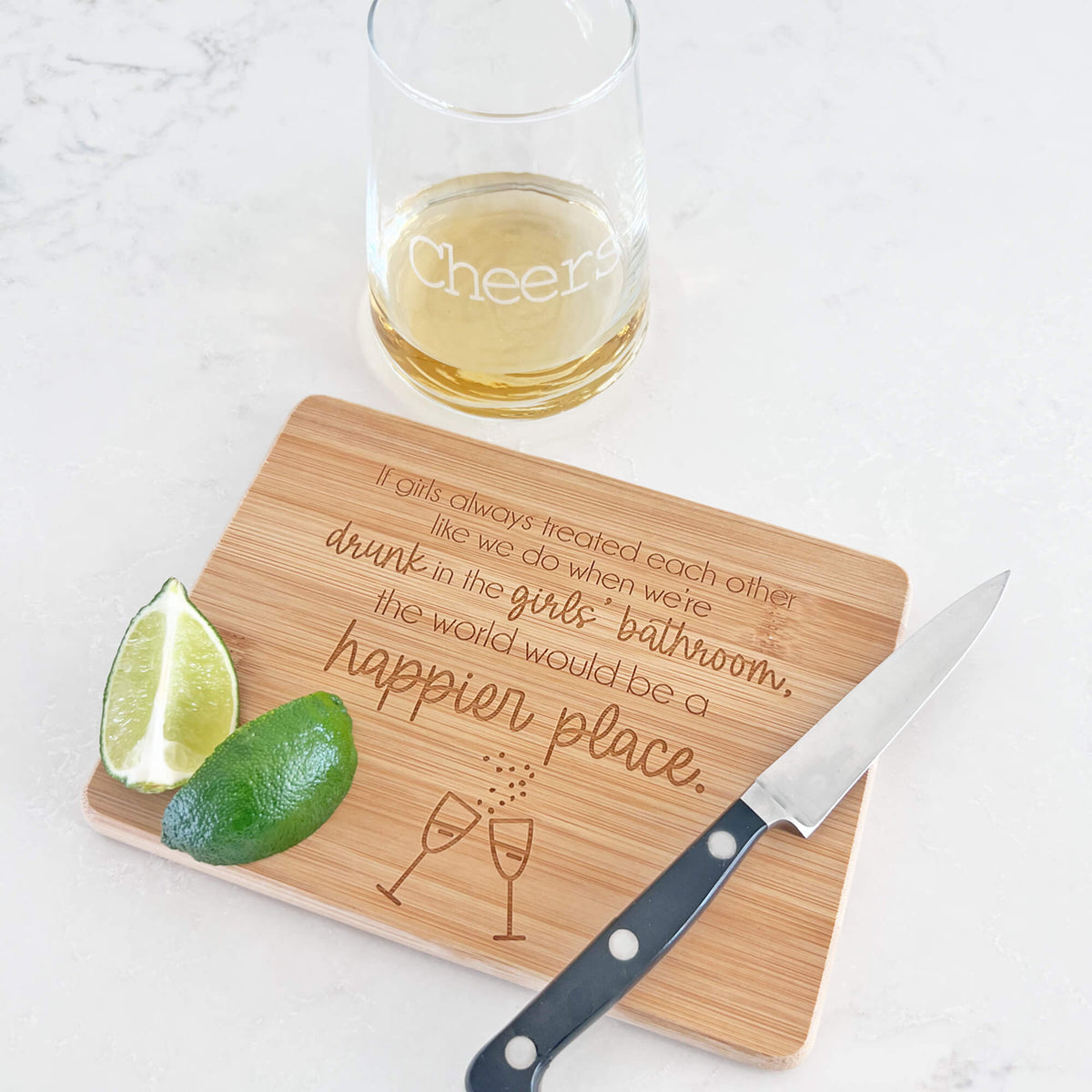 Drunk in the Girls Bathroom - Bamboo Bar Board - 6"x8"