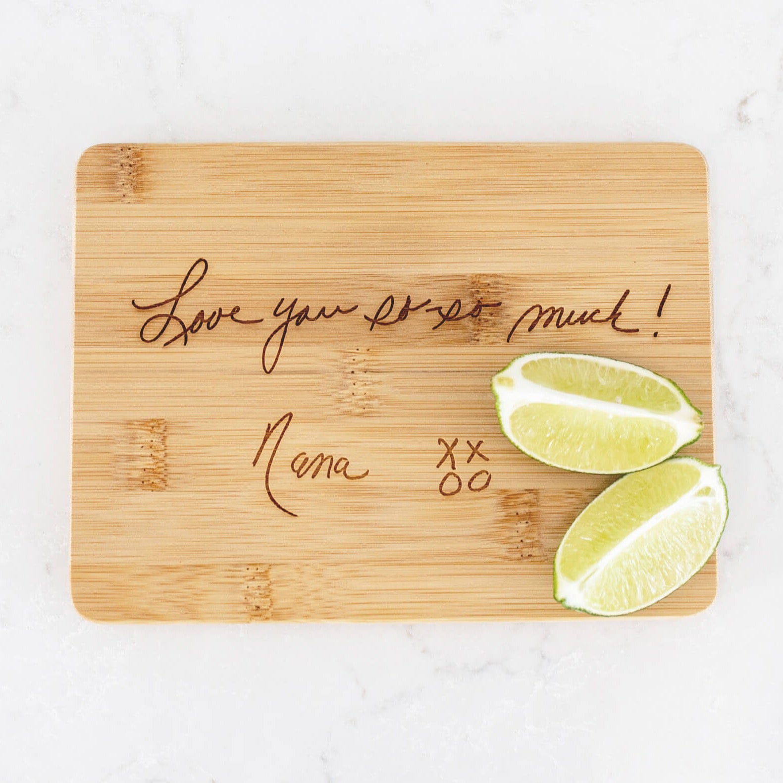 Bamboo Bar Board Engraved with Handwriting - 6 x 8 inches