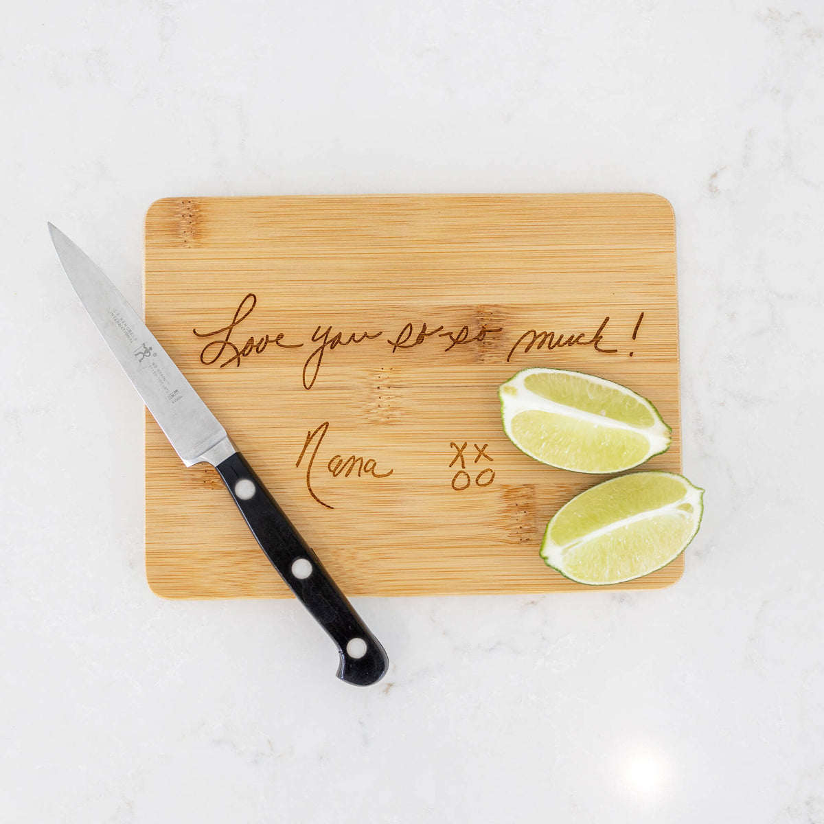 Bamboo Bar Board Engraved with Handwriting - 6 x 8 inches