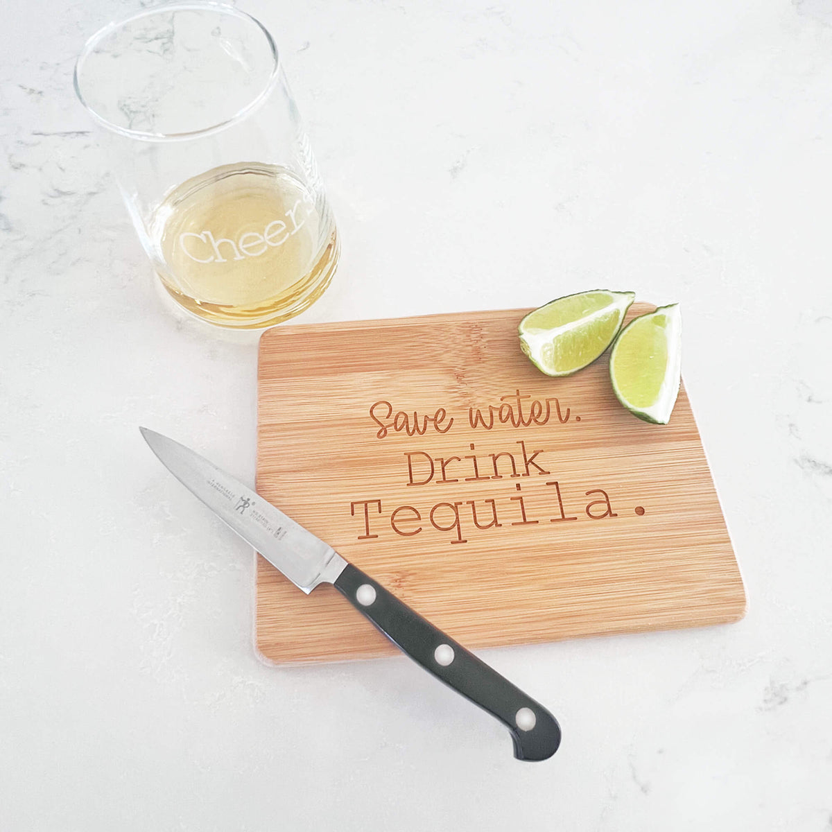 Save Water, Drink Tequila - Bamboo Bar Board - 6&quot;x8&quot;