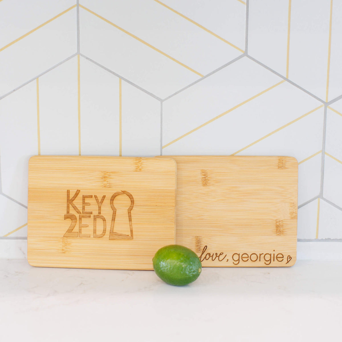Bamboo Bar Board with Logo - 6 x 8 inches