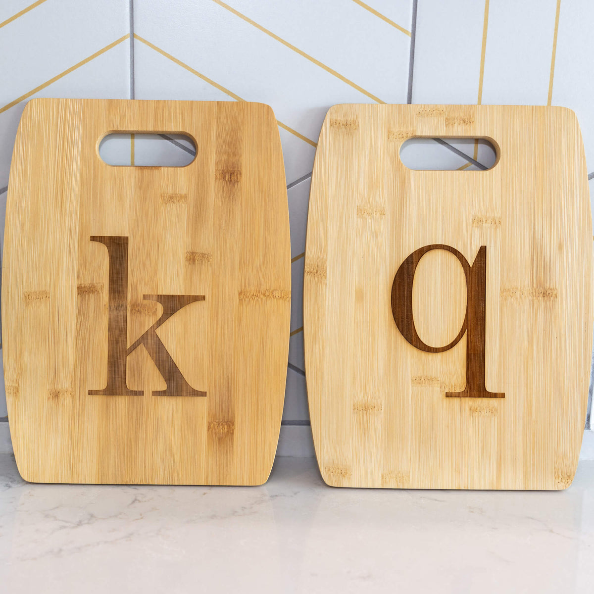 Bamboo Charcuterie Board with Initial - 9 x 12 inches