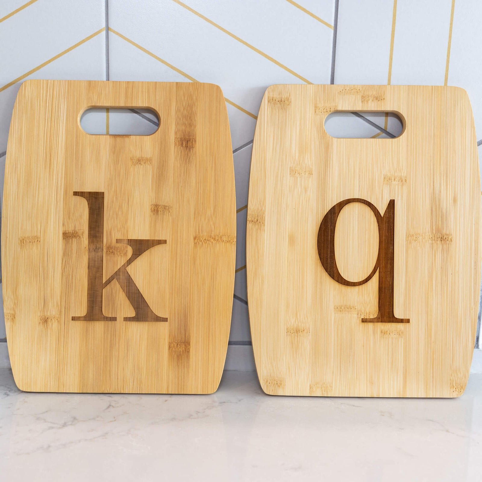 Bamboo Charcuterie Board with Initial - 9 x 12 inches
