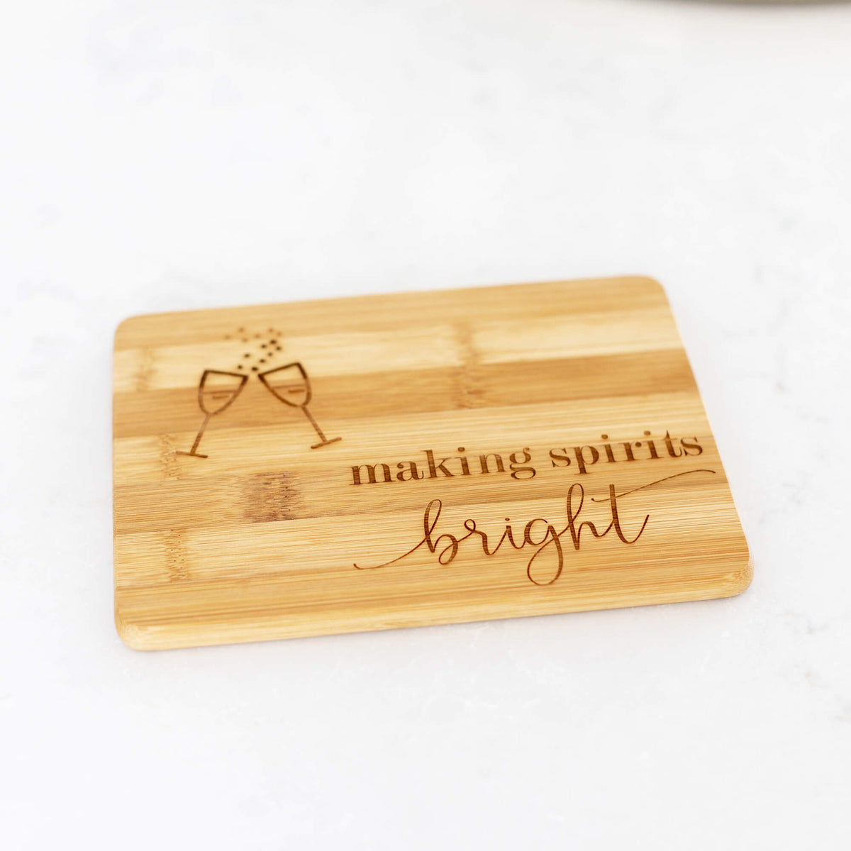 Making Spirits Bright - Bamboo Bar Board - 6 x 8 inches