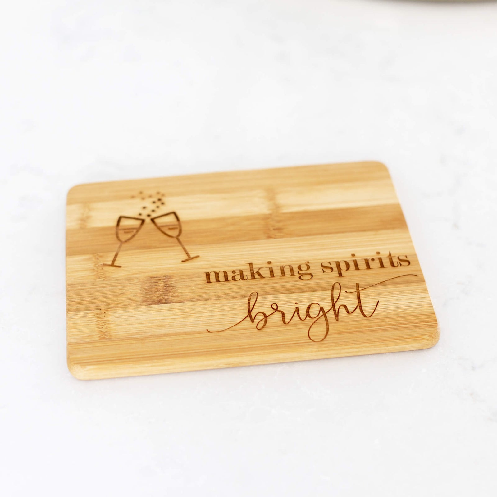 Making Spirits Bright - Bamboo Bar Board - 6 x 8 inches