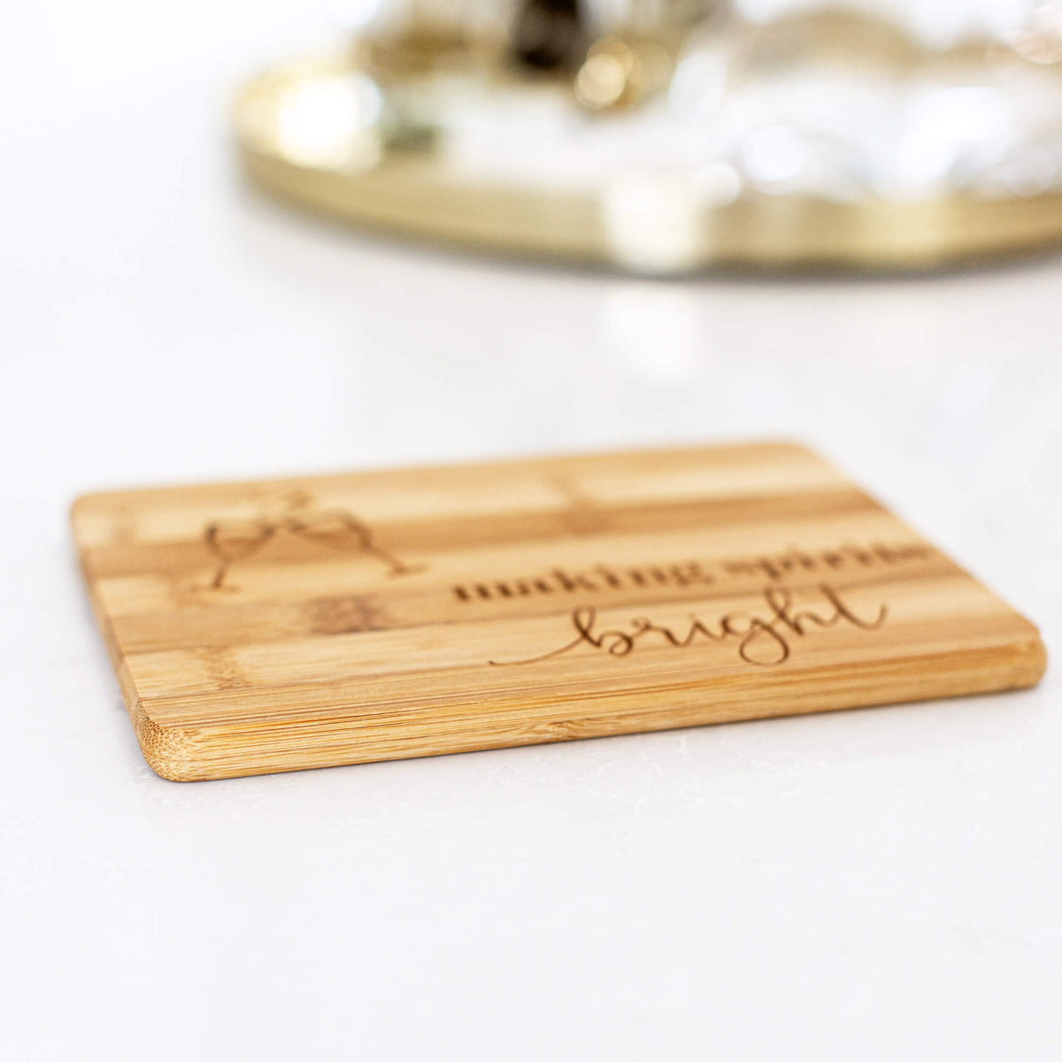 Making Spirits Bright - Bamboo Bar Board - 6 x 8 inches