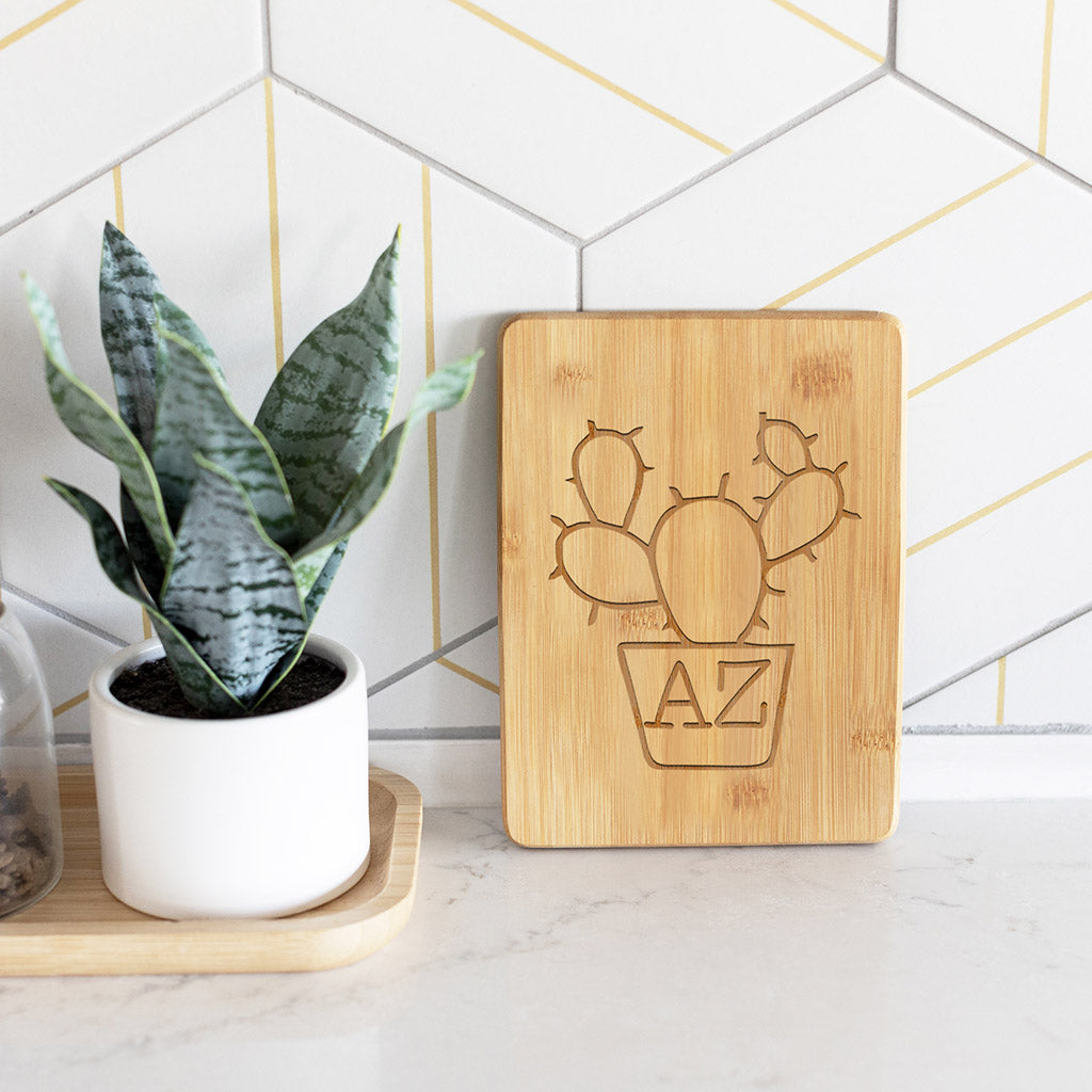AZ Cactus - Bamboo Bar Board - 6 x 8 inches