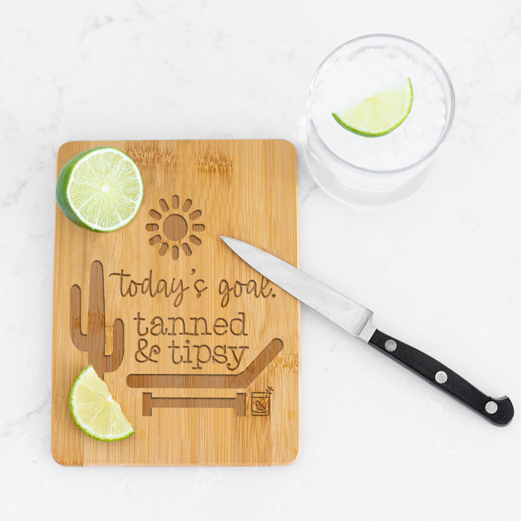 Tanned & Tipsy - Bamboo Bar Board - 6 x 8 inches