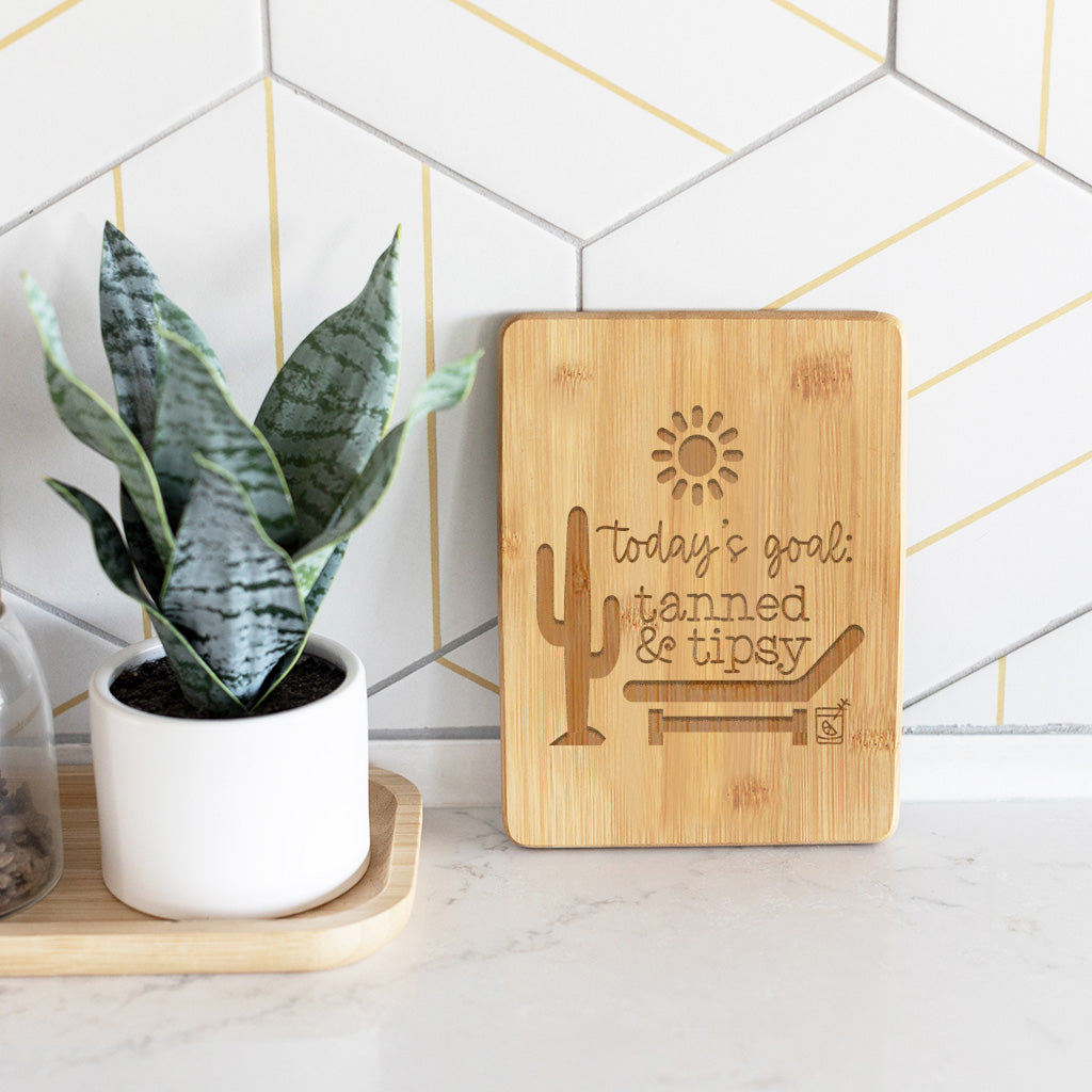 Tanned & Tipsy - Bamboo Bar Board - 6 x 8 inches