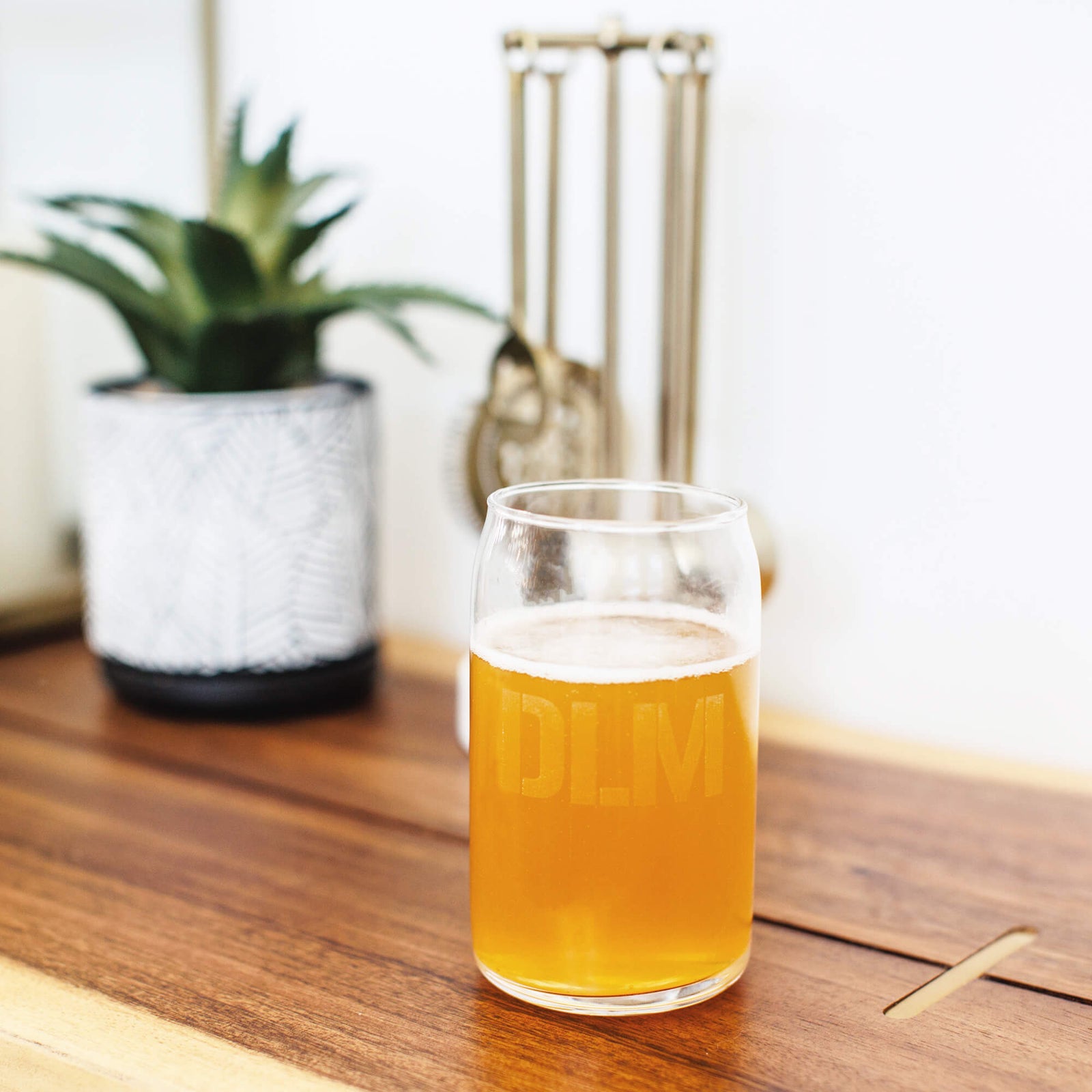 Beer Can Glass with Monogram