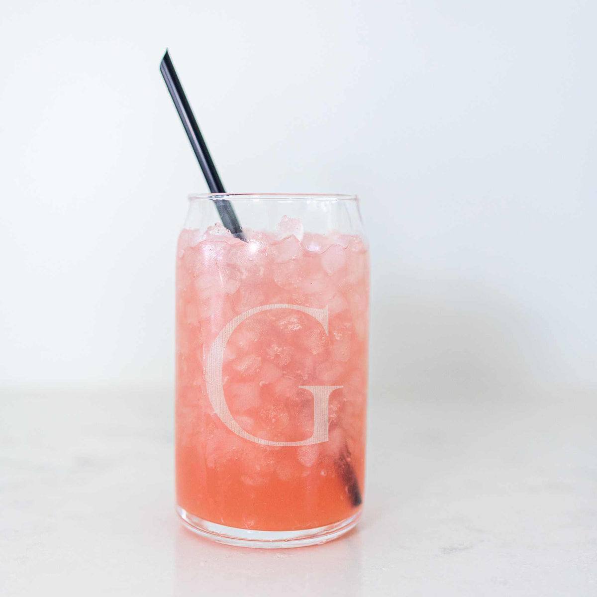 Beer Can Glass with Initial