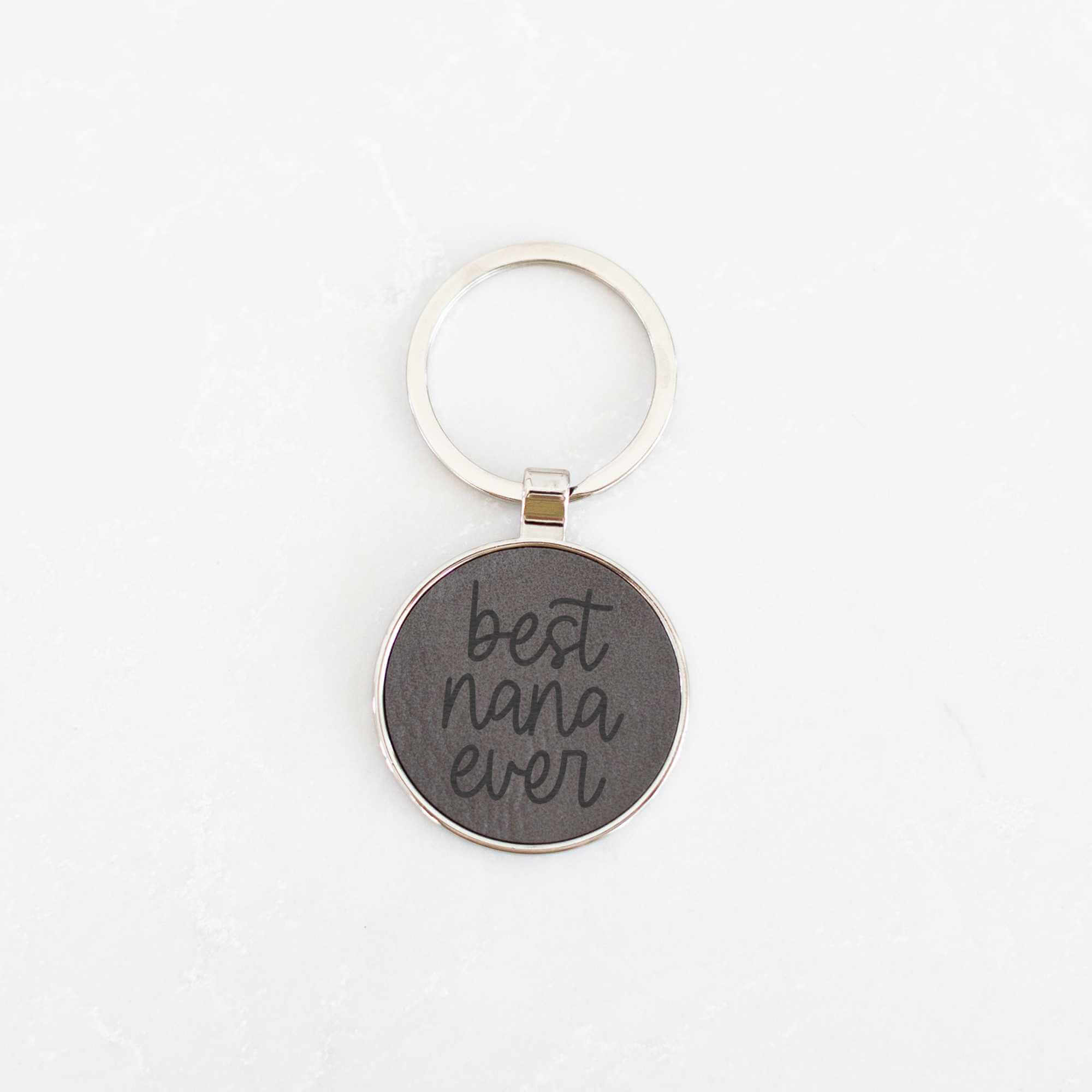 Best [NAME] Ever - Round Vegan Leather Keychain