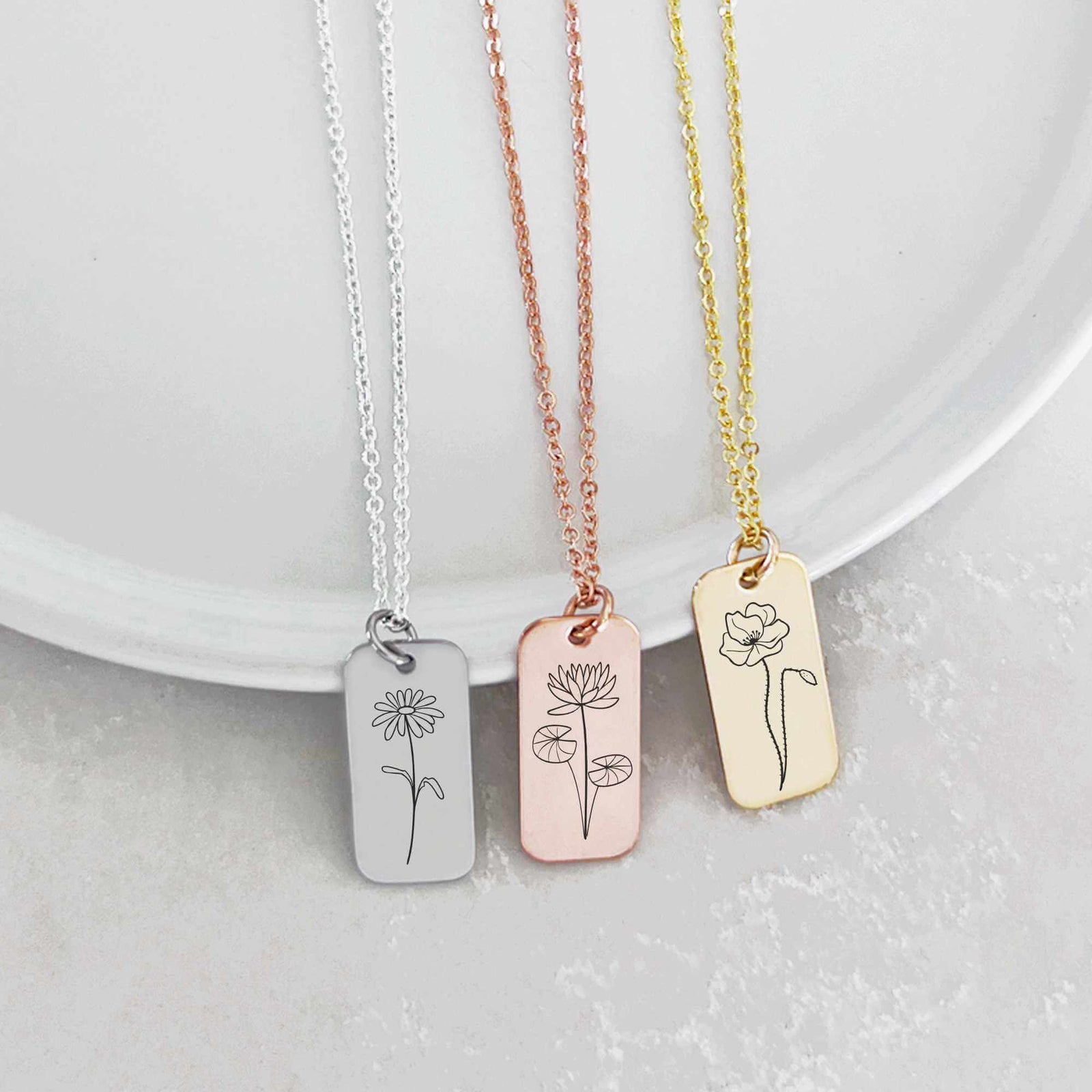 Custom Birth Flower Necklace