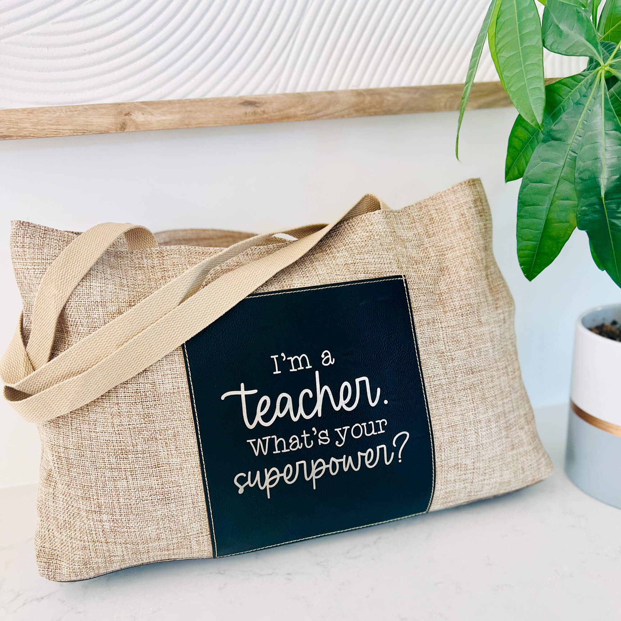 I'm a Teacher. What's Your Superpower? - Burlap Tote Bag