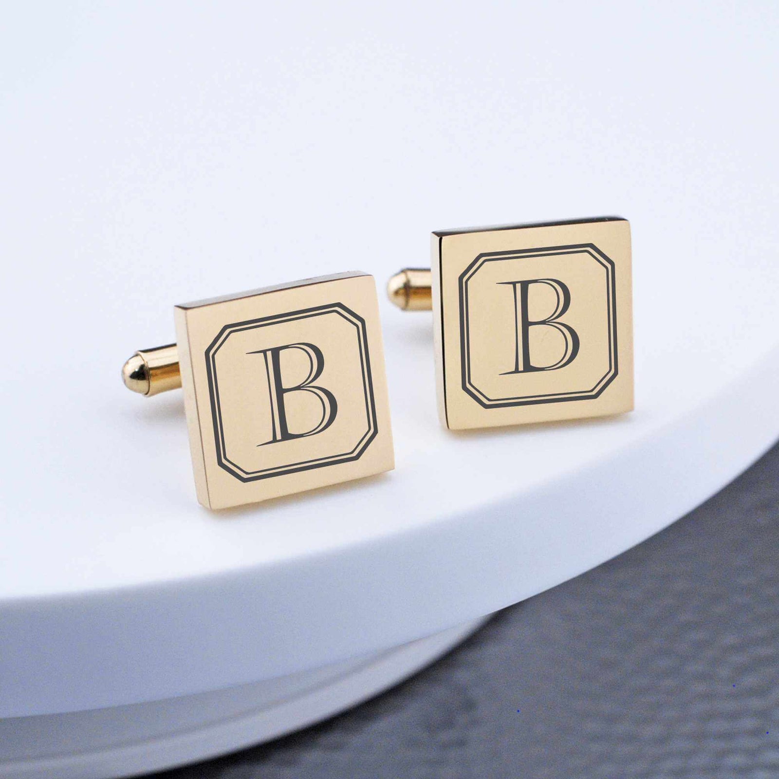 Classic Initial Cufflinks - Square
