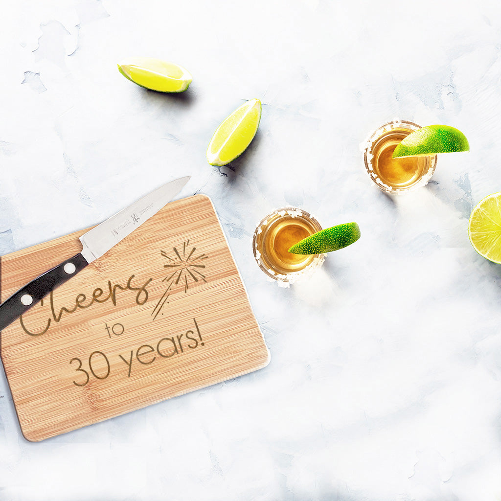 Cheers to 30 Years - Bamboo Bar Board 6" x 8"