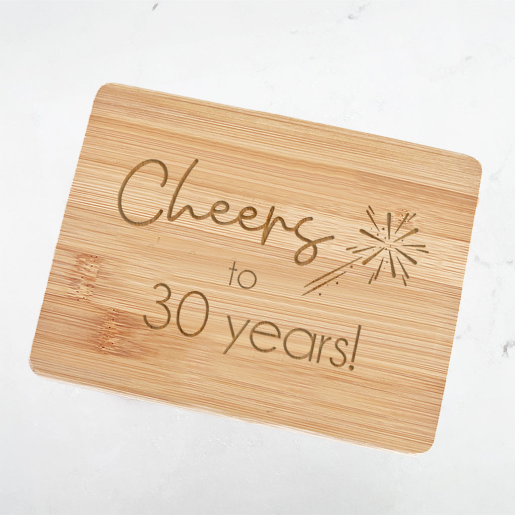 Cheers to 30 Years - Bamboo Bar Board 6" x 8"