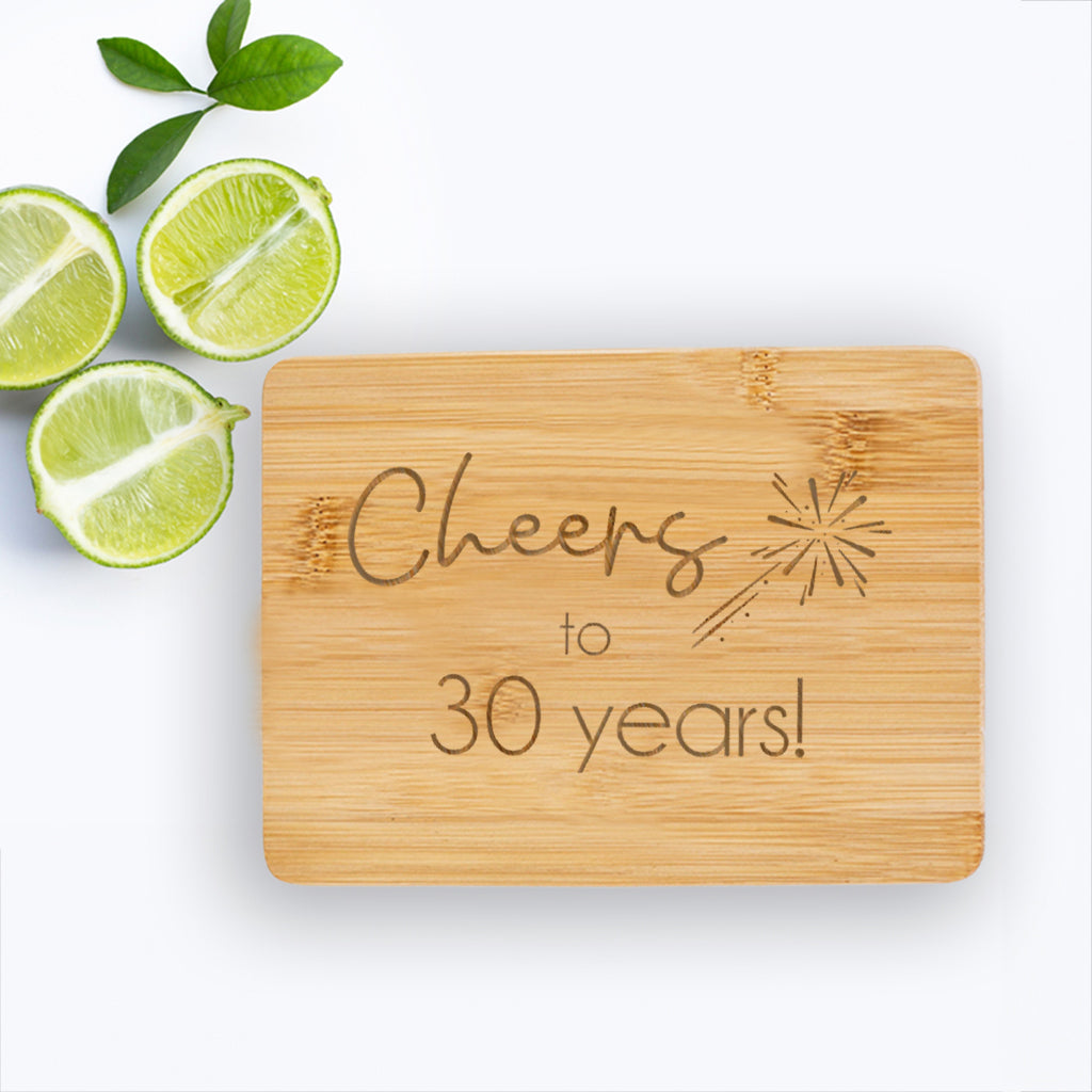 Cheers to 30 Years - Bamboo Bar Board 6" x 8"