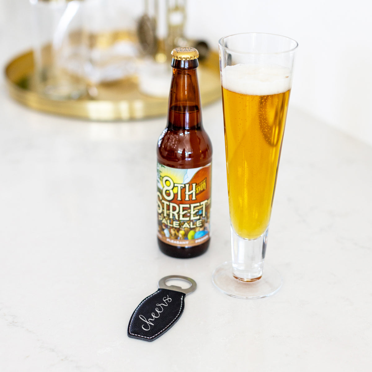 Personalized "Cheers" Bar Board & Bottle Opener Gift Set - Raise a Glass