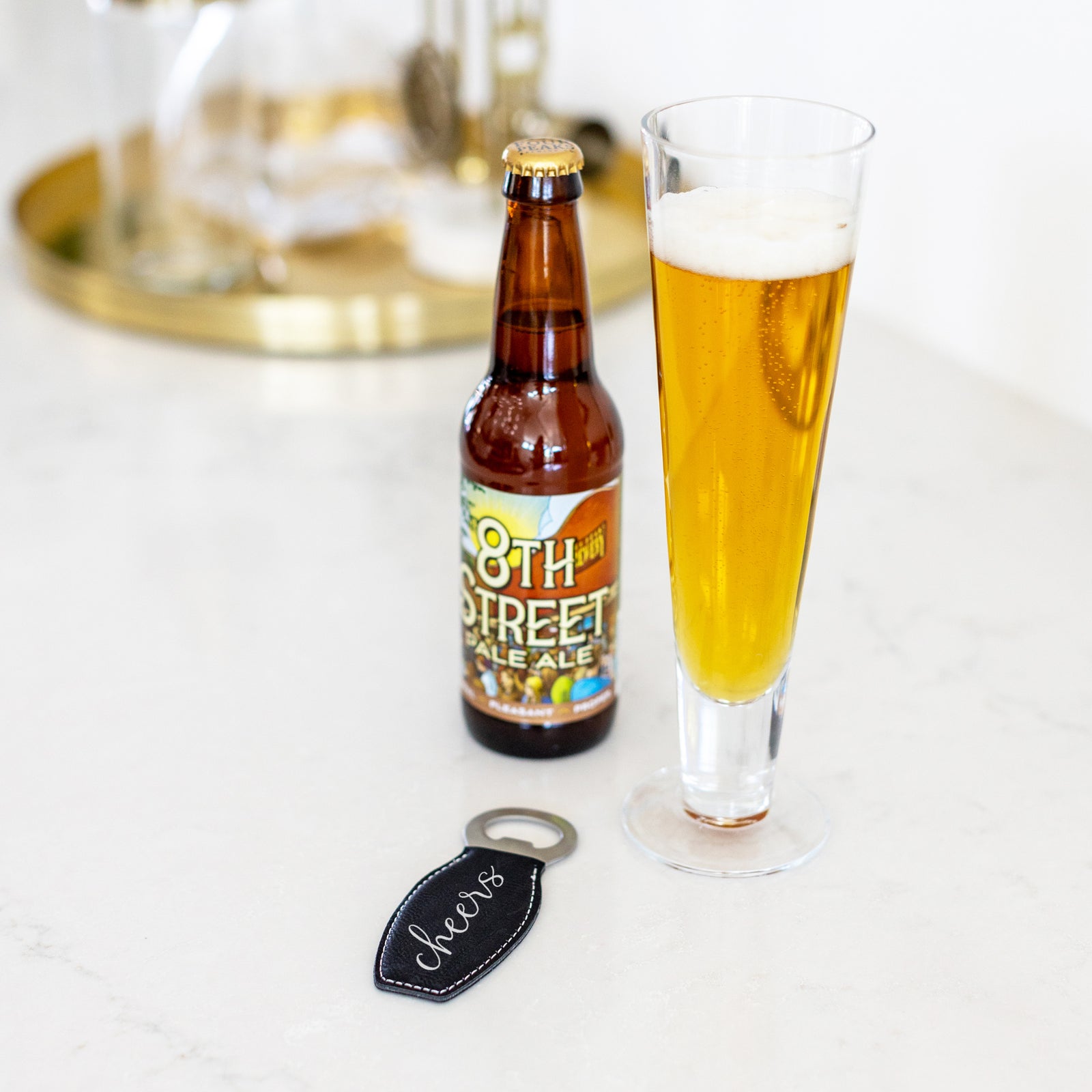 Personalized "Cheers" Bar Board & Bottle Opener Gift Set - Raise a Glass