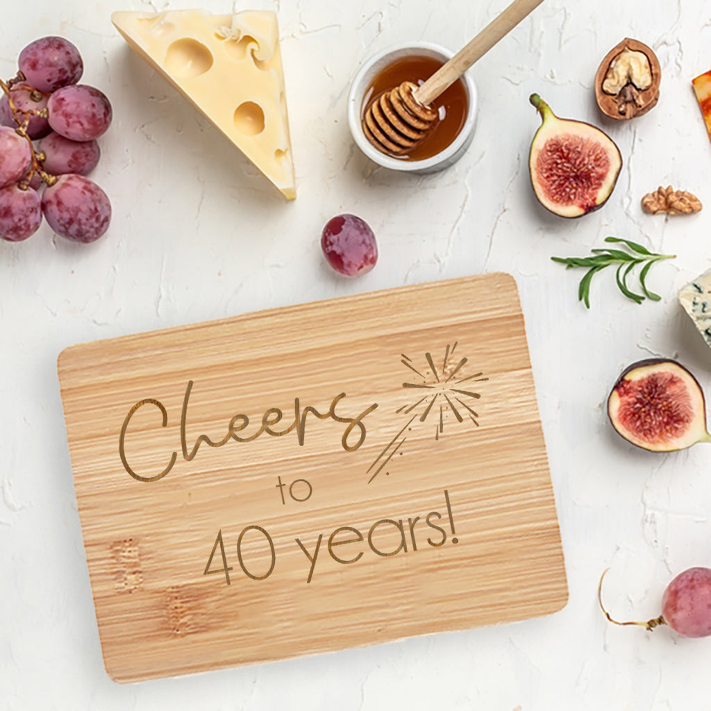 Cheers to 40 Years - Bamboo Bar Board 6" x 8"