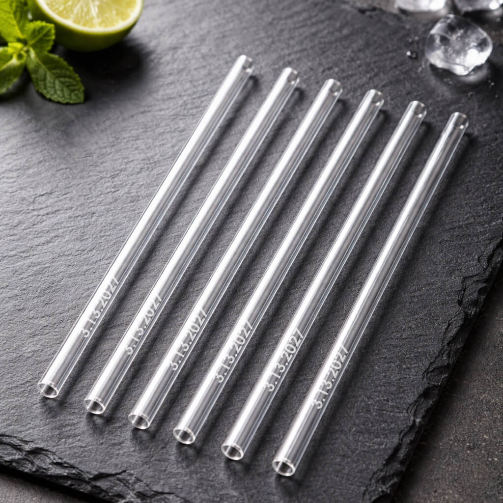 Wedding Favor Glass Straws with Date