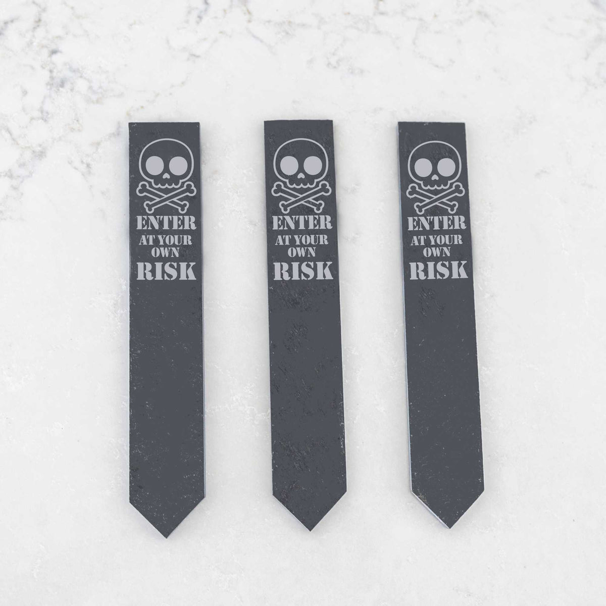 Enter at Your Own Risk - Halloween Garden Markers - Slate