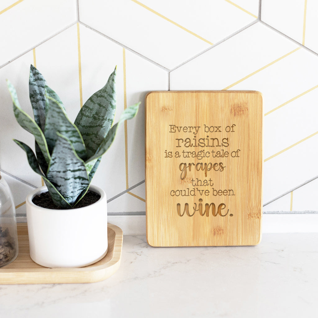 A Tragic Tale of Grapes- Bamboo Bar Board - 6 x 8 inches