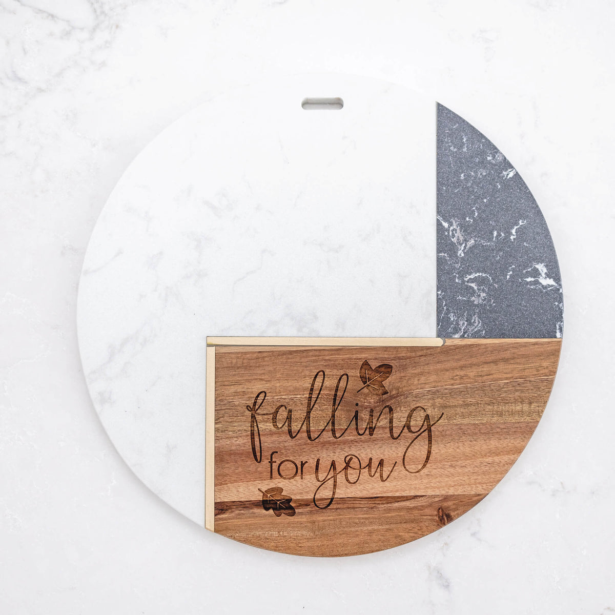 Falling For You - Round Marble & Acacia Charcuterie Board