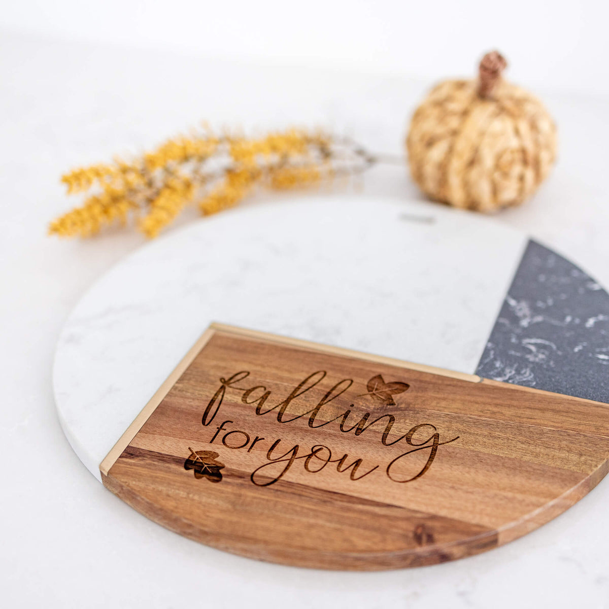 Falling For You - Round Marble & Acacia Charcuterie Board