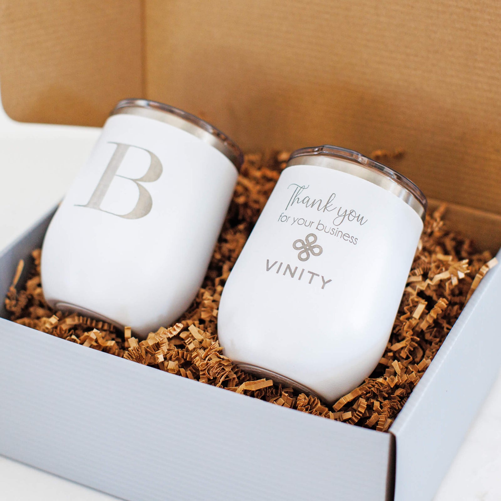 Business Logo Wine Tumblers - 2pc Gift Set