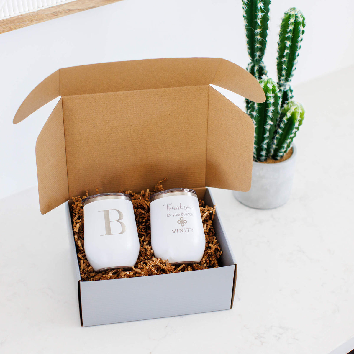 Business Logo Wine Tumblers - 2pc Gift Set