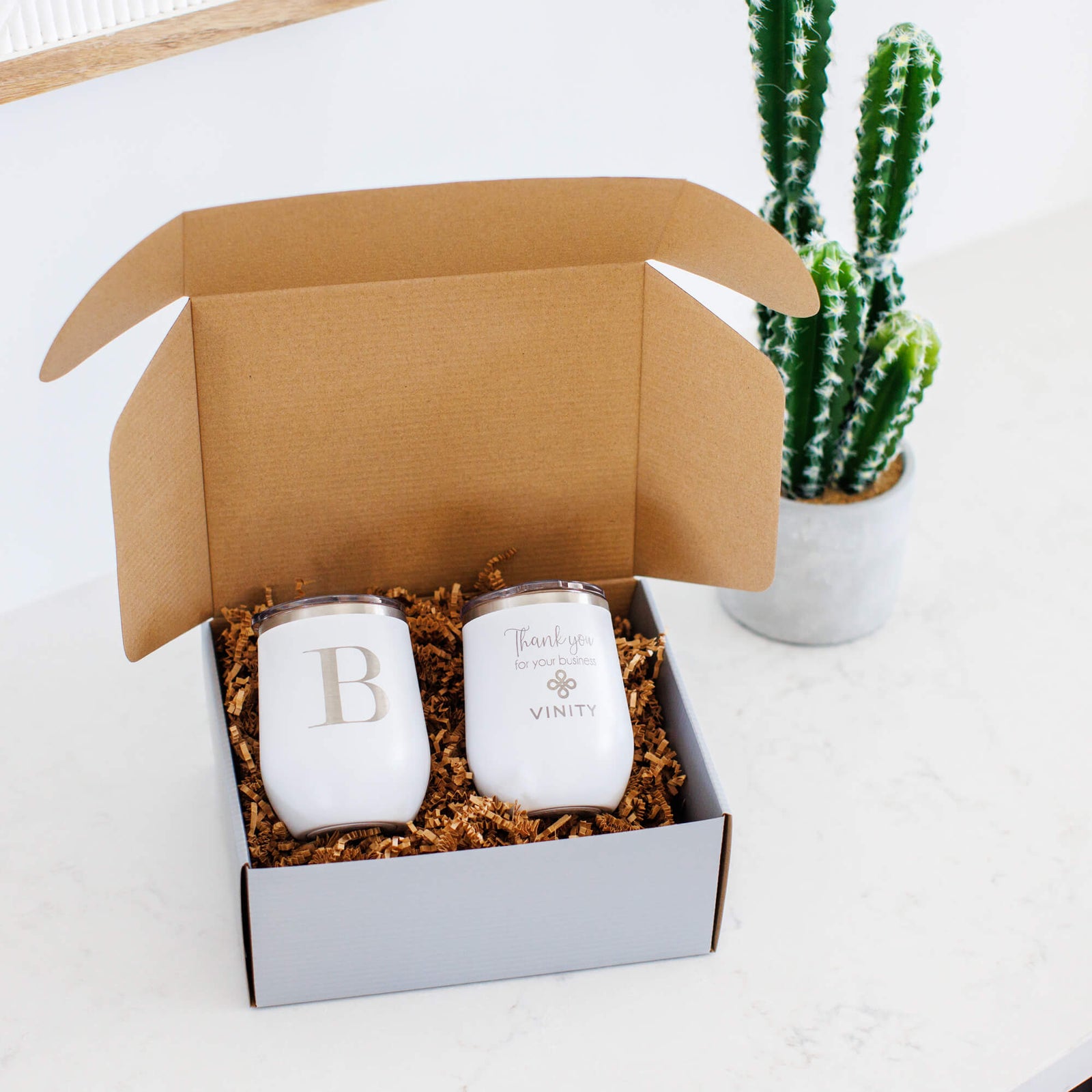 Business Logo Wine Tumblers - 2pc Gift Set