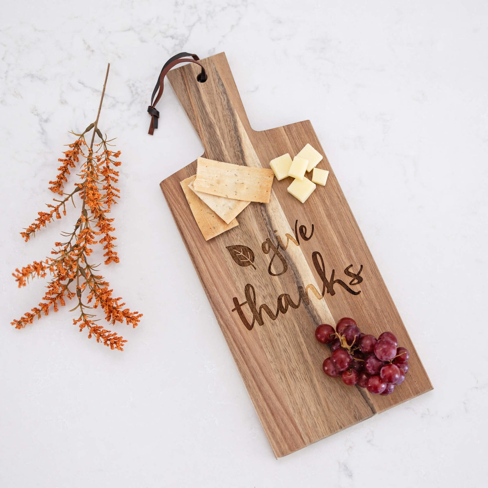 Give Thanks - Acacia Wood Serving Board