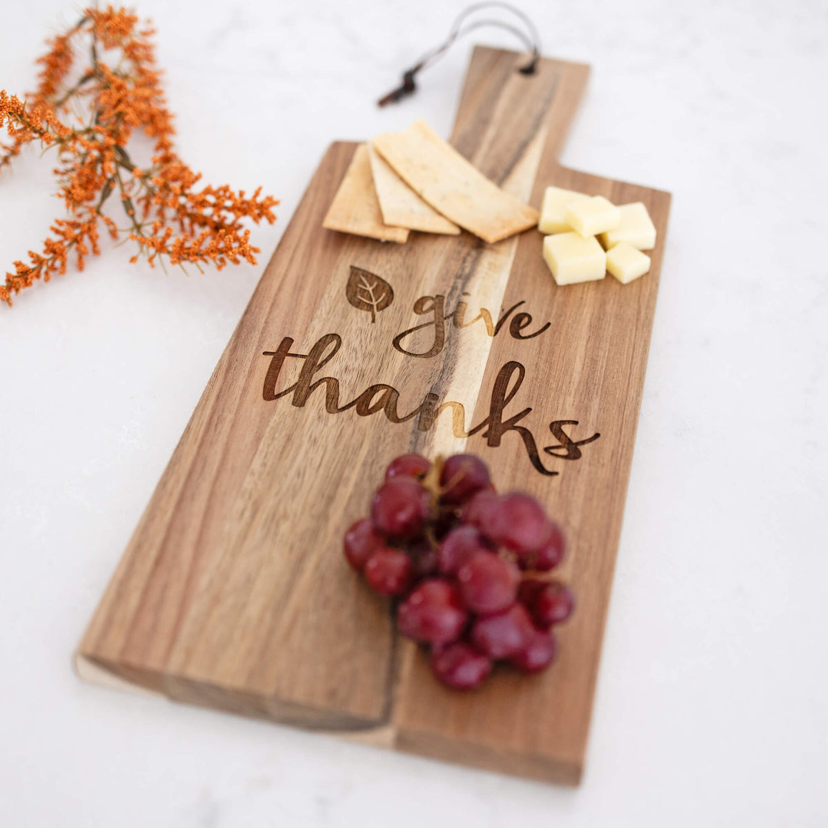Give Thanks - Acacia Wood Serving Board