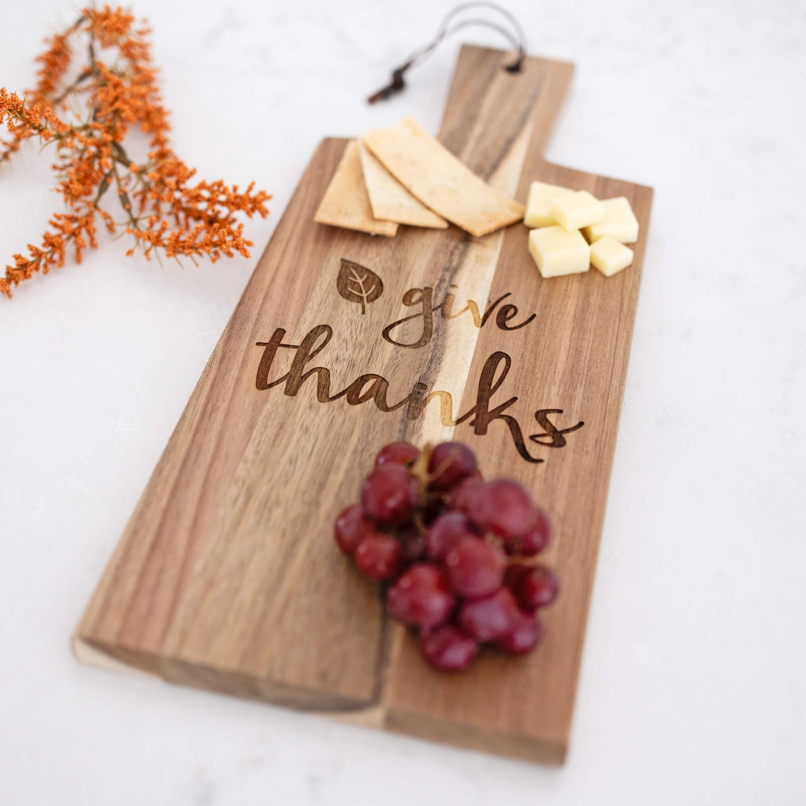 Give Thanks - Acacia Wood Serving Board
