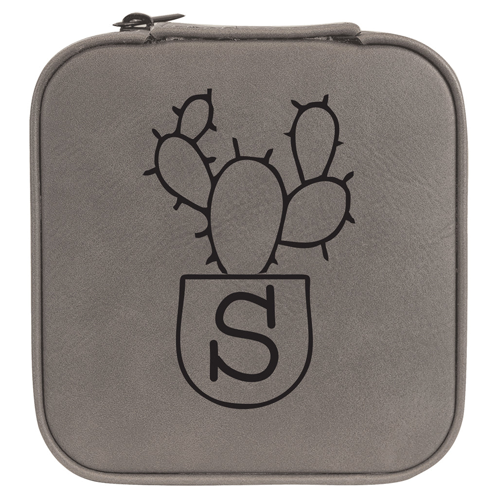succulent case Travel Jewelry Case with Initial in Succulent Pot